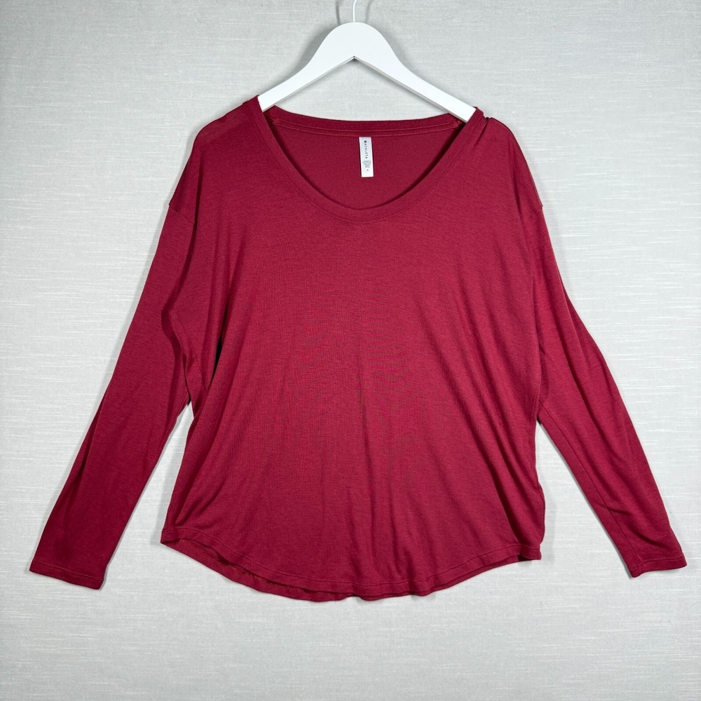 Athleta Long Sleeve Top Women Medium Burgundy Red Scoop Cloudlight Stratus